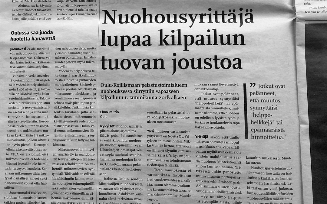 14.3. ilmestynyt Oulu-lehti kertoi nuohousalan muutoksista
